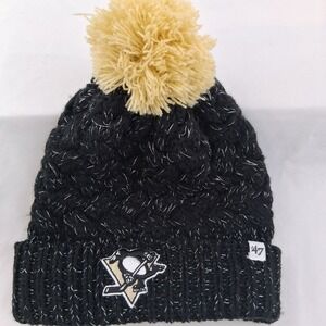 Pittsburgh Penguins 47 Brand Black Knit Pom Beanie Womens NHL Hockey